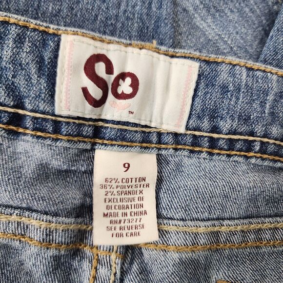 SO Junior's Womens Jeans Size 9 Blue Aquarius Skinny Leg Denim Low Rise Med Wash - Picture 6 of 9